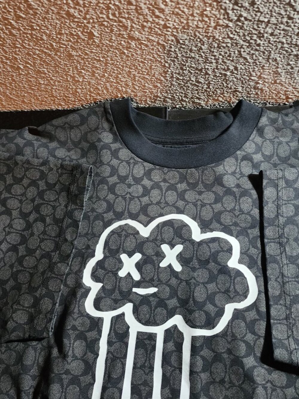 Coach x KAWS Men’s XL Charcoal Signature Monogram Graphic T-Shirt